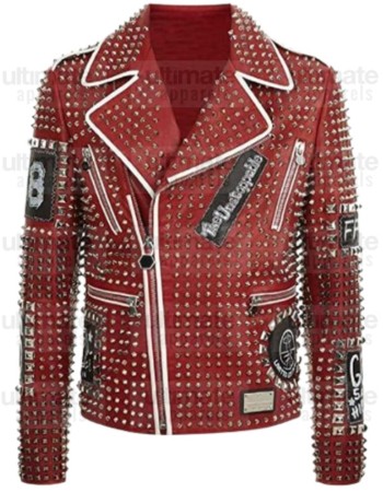 Rock Punk Studded Spike Men’s Motorcycle Leather Jacket