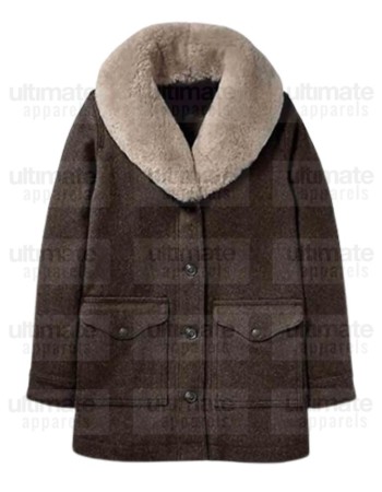 Yellowstone Kelly Reilly (Beth Dutton) Fur Collar Wool Coat