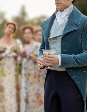 Bridgerton Luke Newton (Colin Bridgerton) Blue Velvet Tailcoat