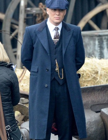 Peaky Blinders S5 Cillian Murphy (Thomas Shelby) Blue Wool Trench Coat