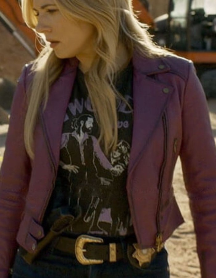 Big Sky S3 Katheryn Winnick (Jenny Hoyt) Purple Leather Jacket