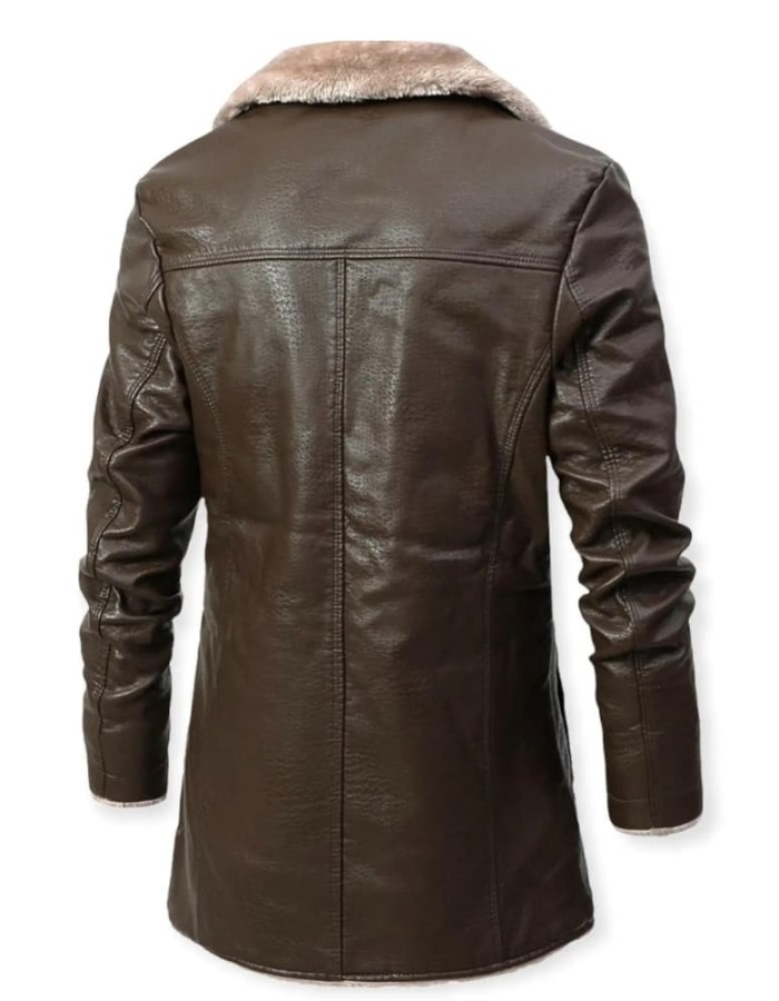 Argos Myth Brown Leather Trench Coat