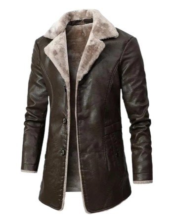 Argos Myth Brown Leather Trench Coat