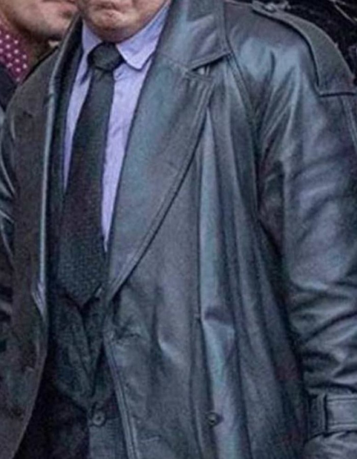 Batman the Penguin Double Breasted Black Leather Coat