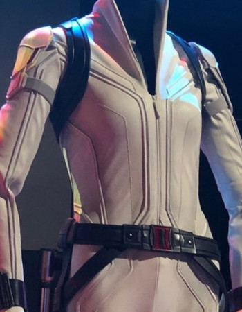 Black Widow Scarlett Johansson White Leather Jacket