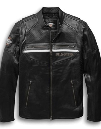 Harley Davidson Llano Perforated Black Leather Jacket