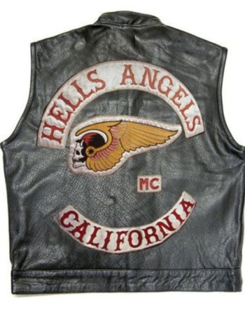 Men's Hells Angels California Biker Black Leather Vest