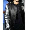 Justin Bieber Black And Silver Leather Bomber Varsity Jacket