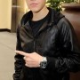 Justin Bieber Black Hooded Bomber Leather Jacket