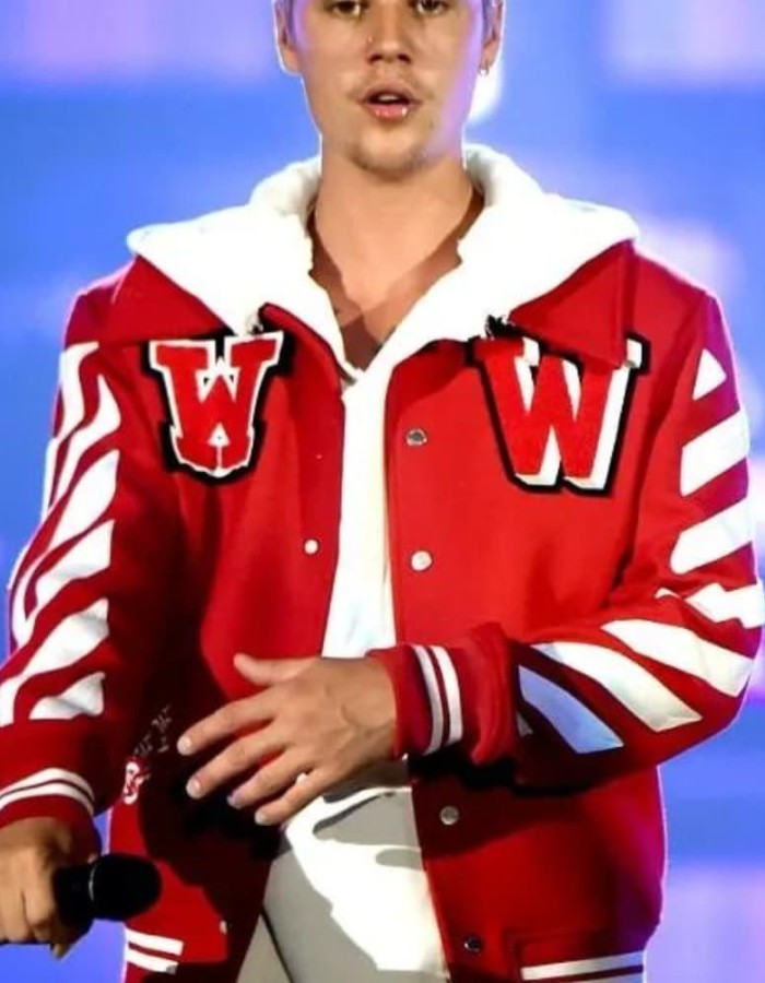 Justin Bieber Red Varsity Jacket