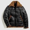 Men RAF B3 Aviator Black Shearling Leather Bomber Jacket