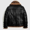 Men RAF B3 Aviator Black Shearling Leather Bomber Jacket