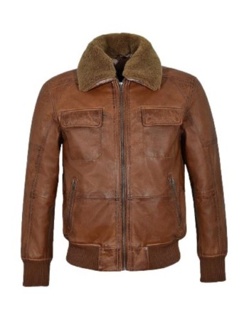 Men’s Air Force Aviator Shearling Brown Bomber Leather Jacket