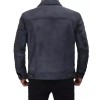 Mens Grayish Blue Trucker Leather Jacket