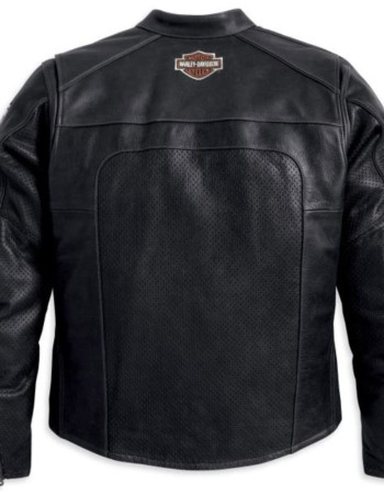 Men’s Harley Davidson Perforated Black Leather Jacket