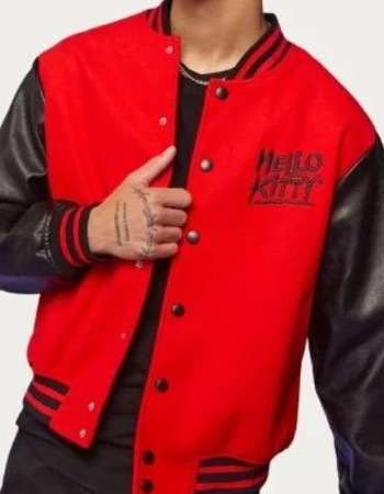 Mens Hello Kitty Varsity Bomber Jacket
