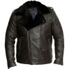 Mens Dark Brown Motorcycle Shearling Leather Jacket