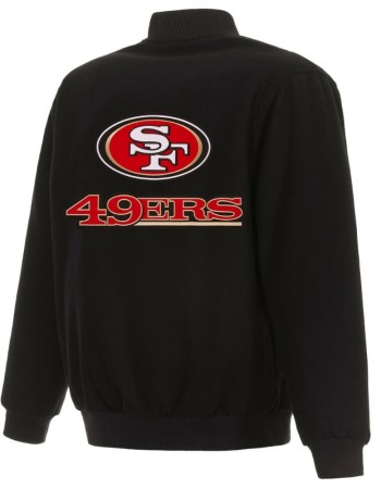 NFL San Francisco 49ers Black Wool Varsity Bomber Jacket