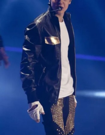 Singer Justin Bieber Black Faux Leather Jacket