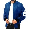 8 Ball Blue Leather Bomber Jacket