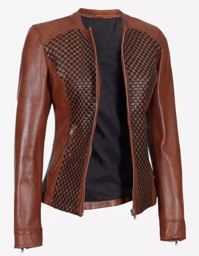 Cafe Racer Womens Brown Textured Leather Jacket