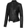 California Womens Top Notch Cafe Racer Black Leather Jacket