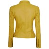 Dodge Womens Slim Fit Yellow Cafe Racer Leather Jacket