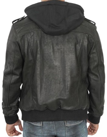 Men's Black Bomber Snuff Leather Jacket