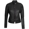 Erika Womens Black Quilted Biker Leather Jacket