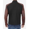 Men's Cafe Racer Black And Brown Cotton Leather Jacket