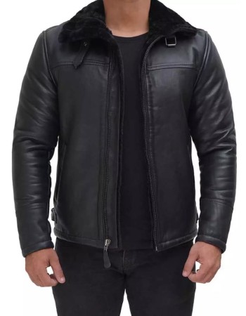 Men's Aviator B3 Black Shearling Leather Jacket