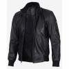 Men's Black Cowhide Leather Bomber Jacket