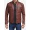 Mens Tall Cognac Brown Cafe Racer Leather Jacket