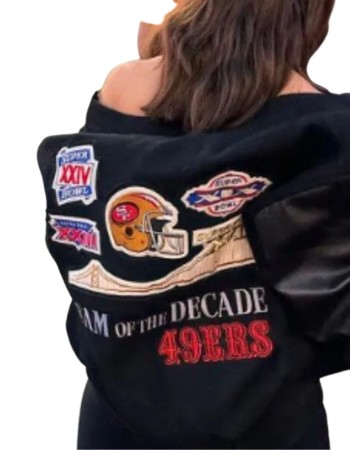 Olivia Culpo San Francisco 49ers Black Bomber Jacket