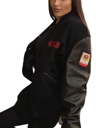 Olivia Culpo San Francisco 49ers Black Bomber Jacket