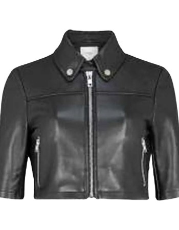 The Equalizer Melody Bayani Black Cropped Leather Jacket