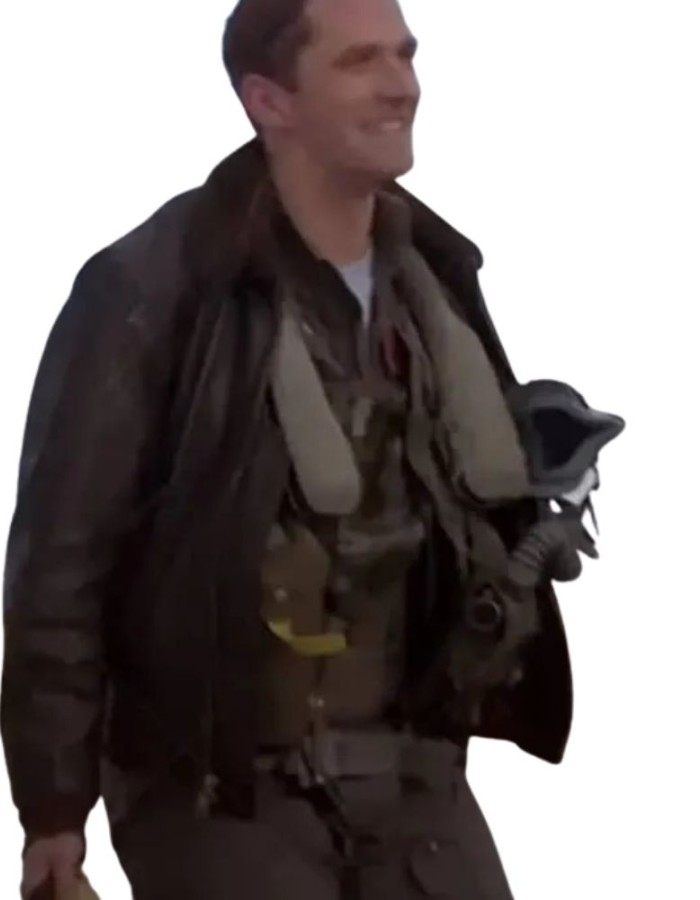 TOP GUN MAVERICK ADM BEAU SIMPSON BROWN LEATHER JACKET