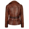 Womens Asymmetrical Brown Sherpa Shearling Leather Jacket