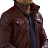 Young & Hungry Jonathan Sadowski Burgundy Leather Jacket