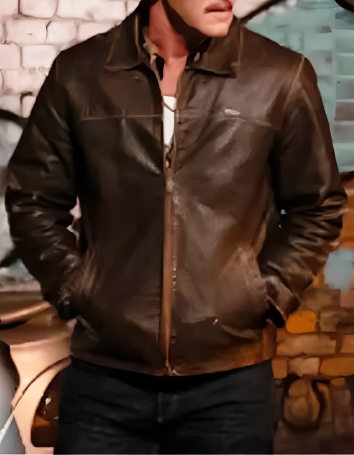 5lbs of Pressure 2024 Luke Evans Brown Leather Jacket