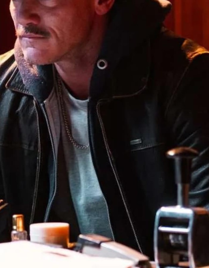 5lbs of Pressure 2024 Luke Evans Brown Leather Jacket