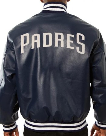 San Diego Padres Navy Blue Varsity Leather Jacket