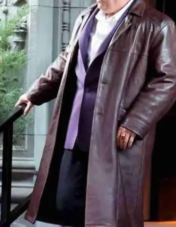 The Penguin 2024 Colin Farrell Brown Leather Trench Coat