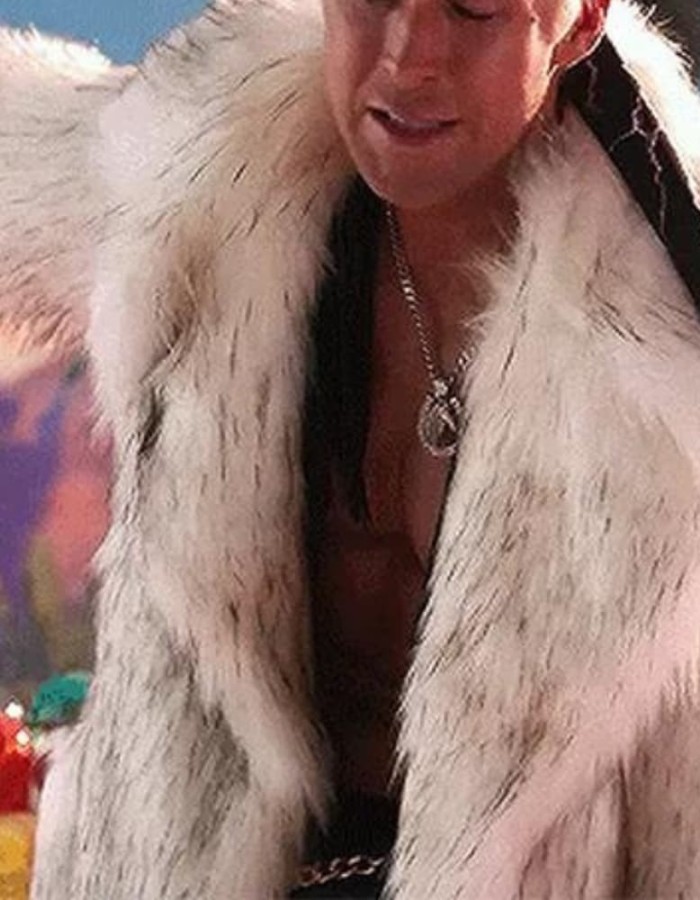 Barbie Ryan Gosling Ken Costume Fur Coat