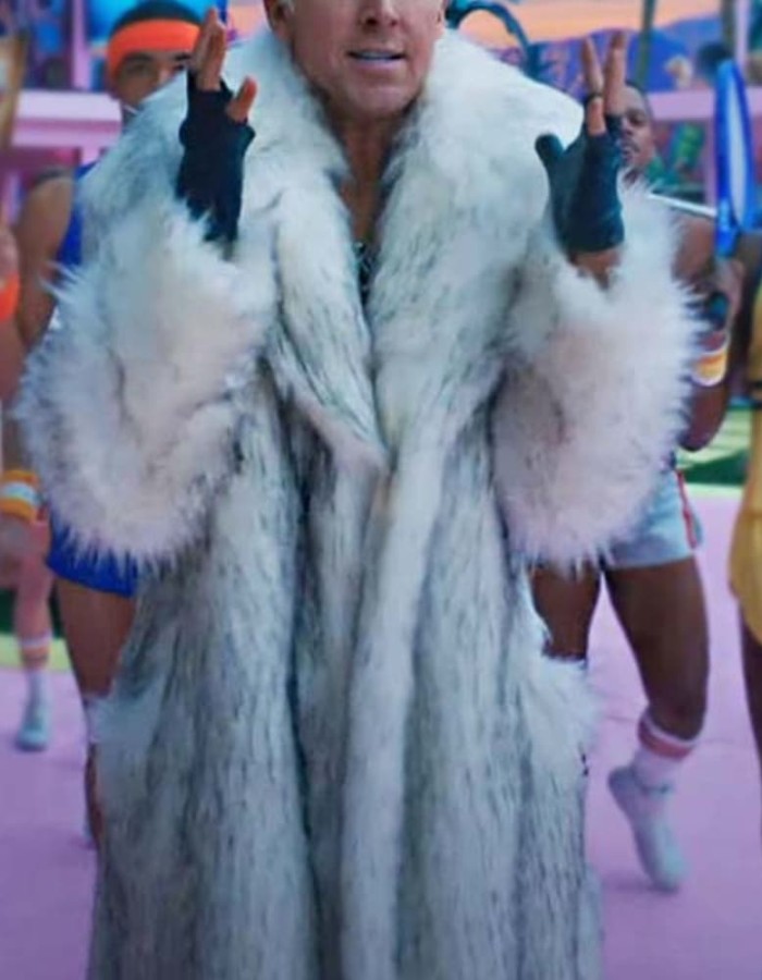 Barbie Ryan Gosling Ken Costume Fur Coat