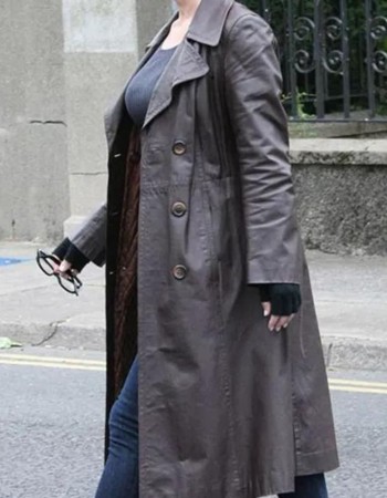 Alice Eve Cult Killer 2024 Cassie Holt Brown Trench Coat