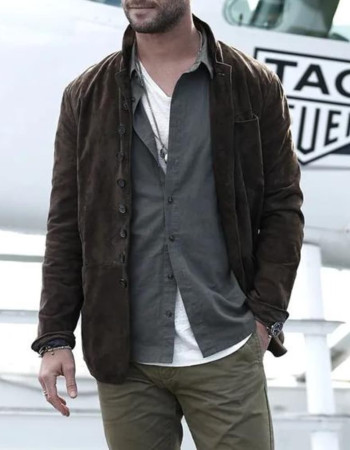 Extraction 2 Chris Hemsworth (Tyler Rake) Brown Suede Leather Jacket