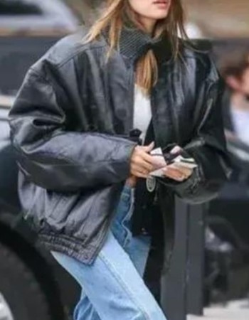 Hailey Bieber Leather Jacket 