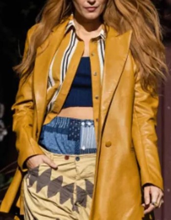 It Ends With Us 2024 Blake Lively Leather Coat