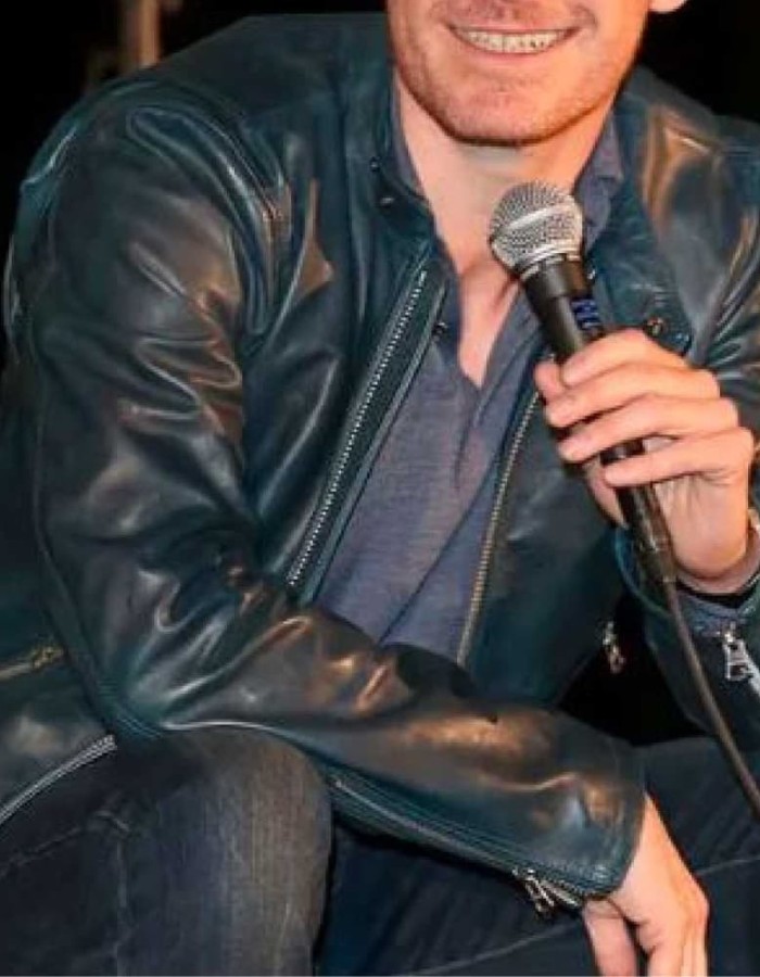 Next Goal Wins 2023 Michael Fassbender Black Leather Jacket